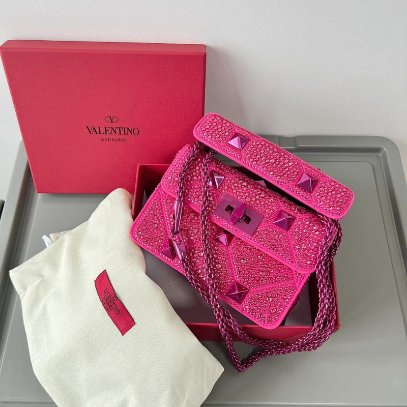 Valentino Mini Rhinestones Roman Stud Bag Pink V0135S