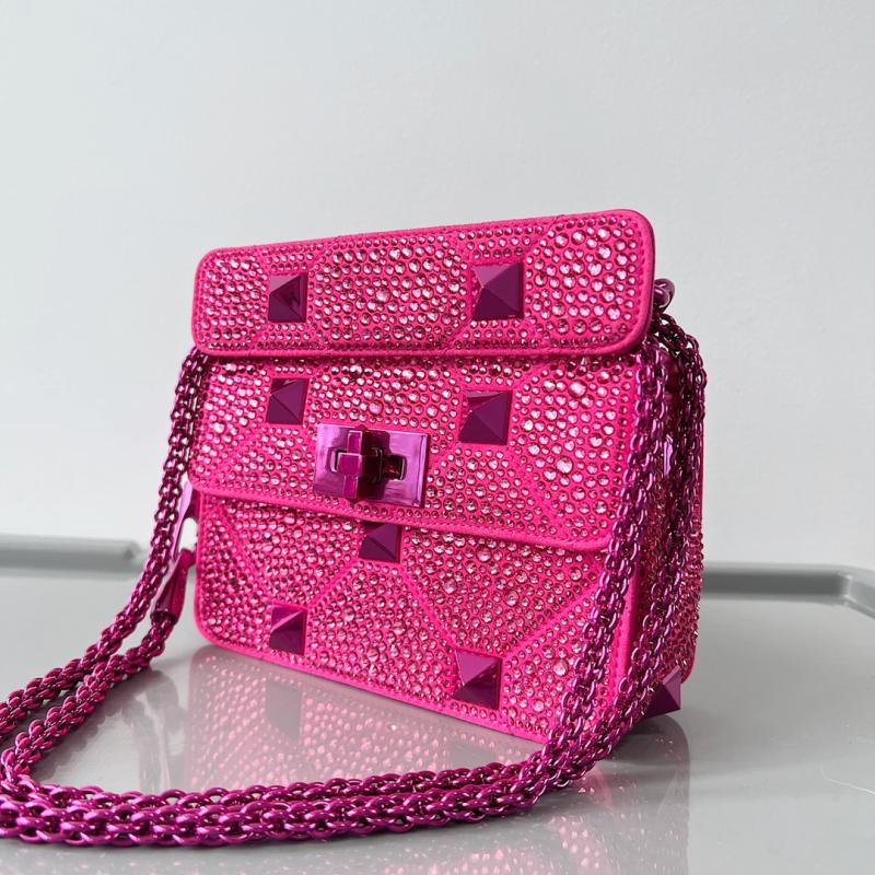 Valentino Mini Rhinestones Roman Stud Bag Pink V0135S