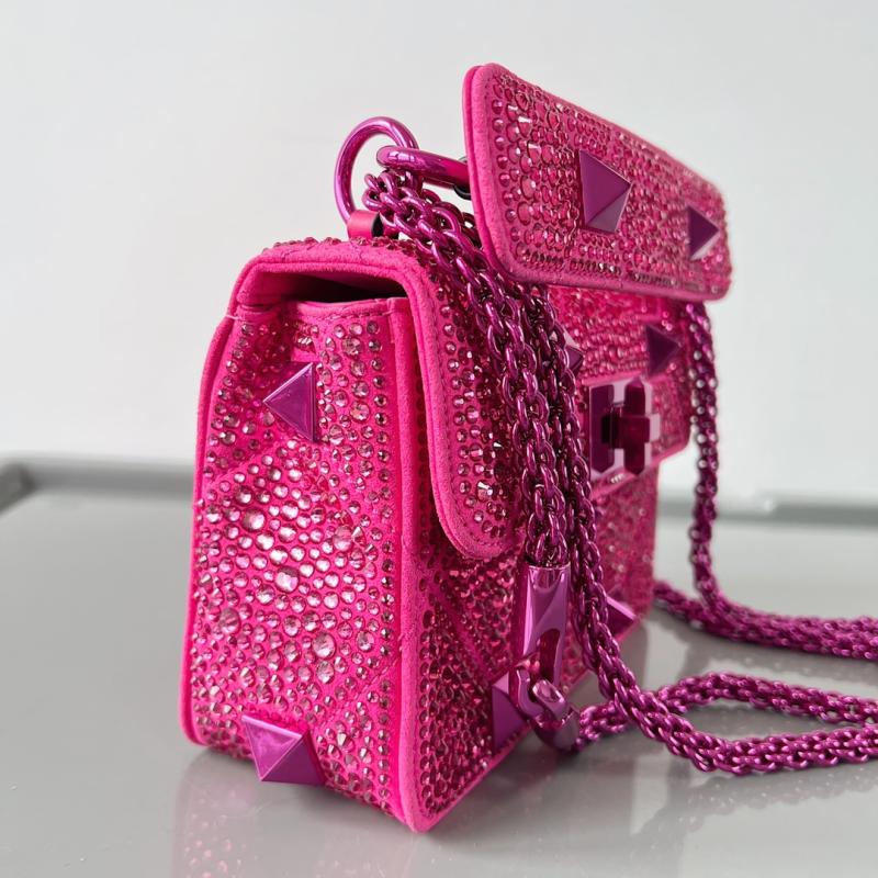 Valentino Mini Rhinestones Roman Stud Bag Pink V0135S