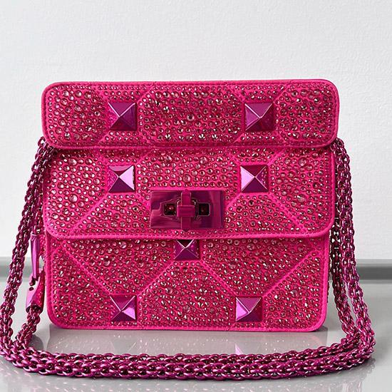 Valentino Mini Rhinestones Roman Stud Bag Pink V0135S
