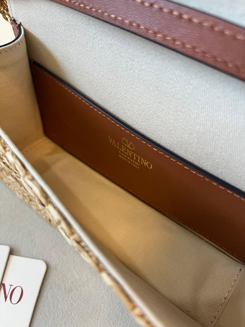 Valentino Small Loco Raffia Shoulder Bag Brown V22080