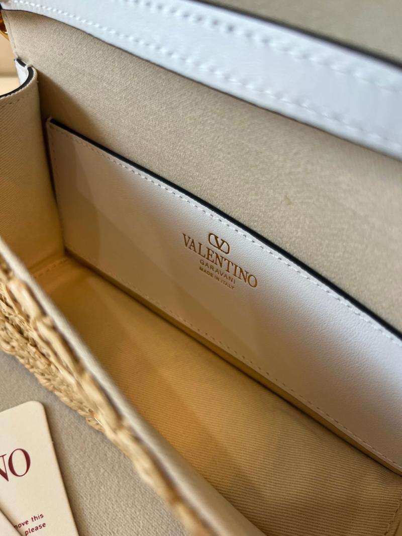Valentino Small Loco Raffia Shoulder Bag White V22080