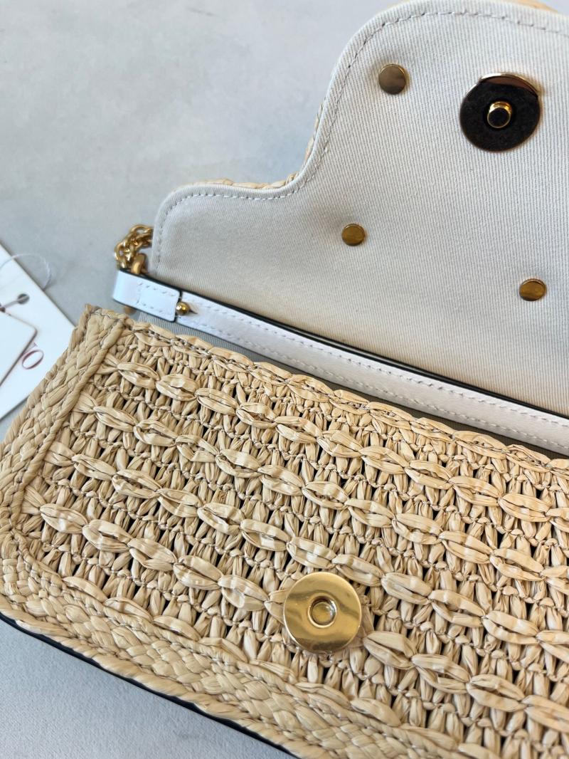Valentino Small Loco Raffia Shoulder Bag White V22080