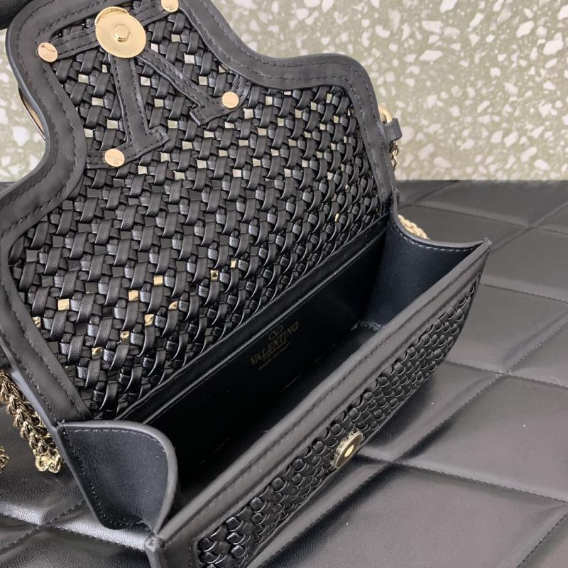 Valentino Small Loco Woven Leather Bag Black V5041