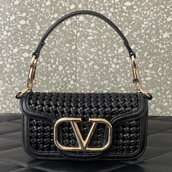 Valentino Small Loco Woven Leather Bag Black V5041