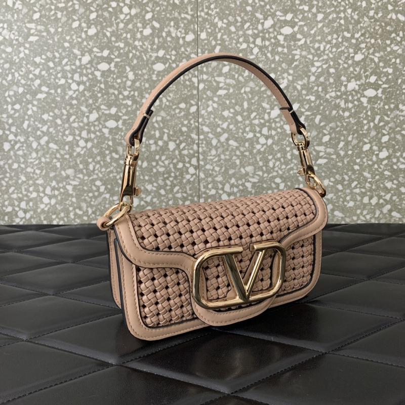 Valentino Small Loco Woven Leather Bag Nude V5041