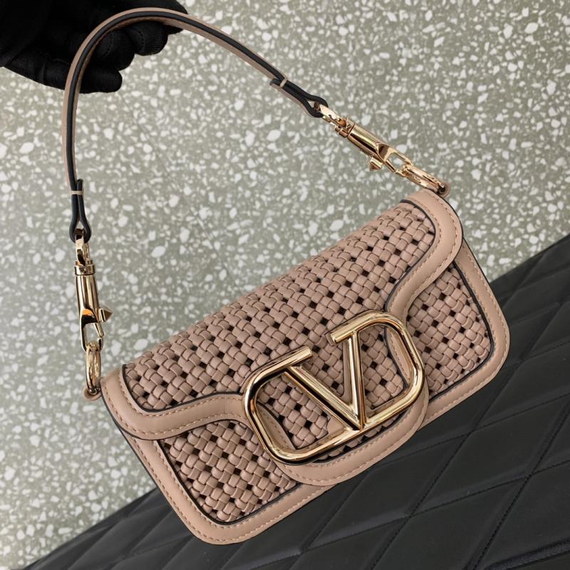 Valentino Small Loco Woven Leather Bag Nude V5041
