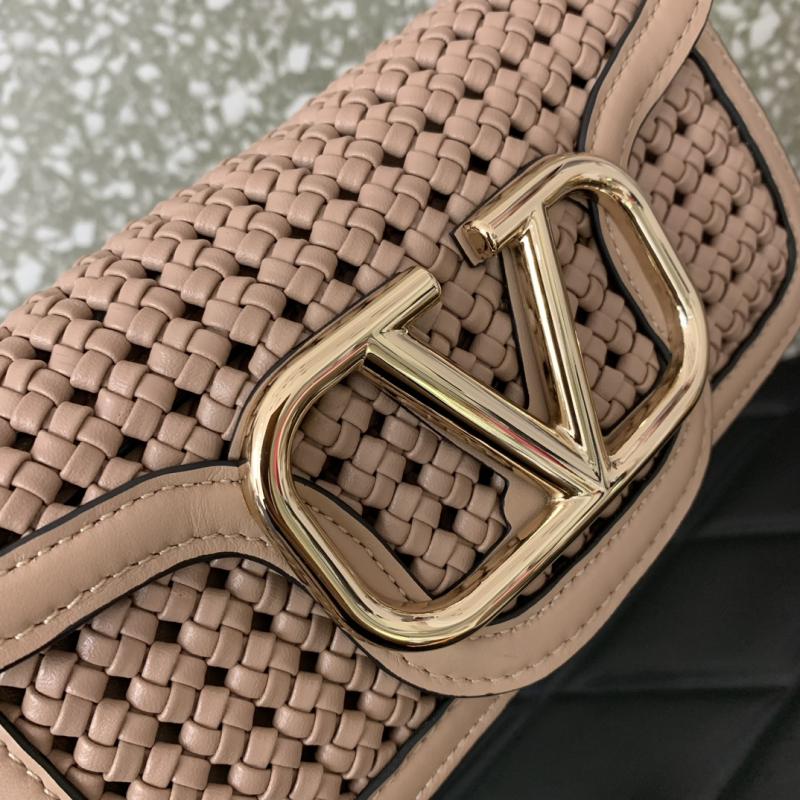 Valentino Small Loco Woven Leather Bag Nude V5041