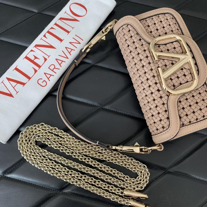 Valentino Small Loco Woven Leather Bag Nude V5041