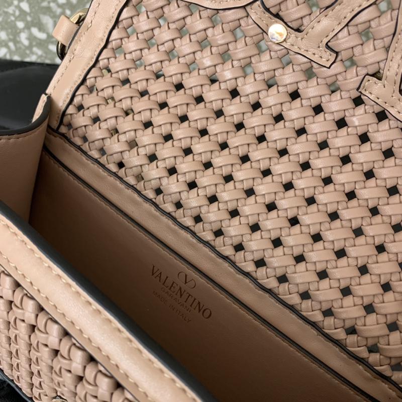 Valentino Small Loco Woven Leather Bag Nude V5041