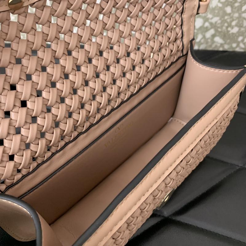 Valentino Small Loco Woven Leather Bag Nude V5041
