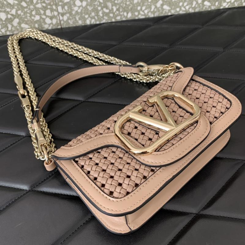 Valentino Small Loco Woven Leather Bag Nude V5041