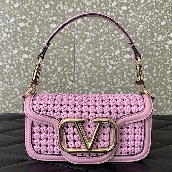 Valentino Small Loco Woven Leather Bag Pink V5041