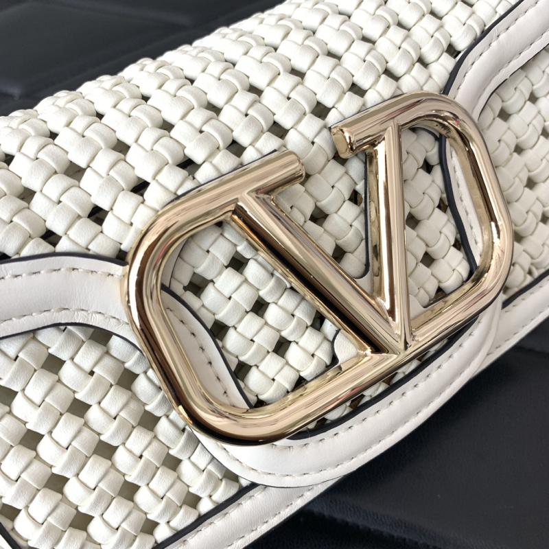 Valentino Small Loco Woven Leather Bag White V5041