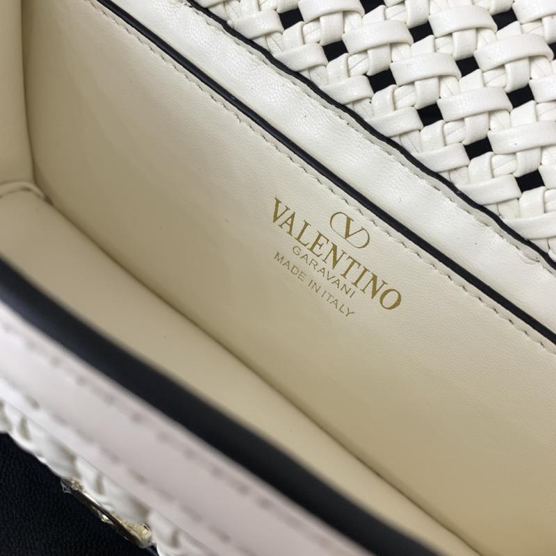Valentino Small Loco Woven Leather Bag White V5041