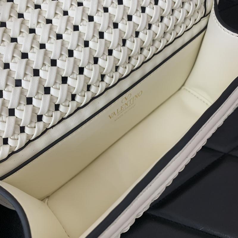 Valentino Small Loco Woven Leather Bag White V5041