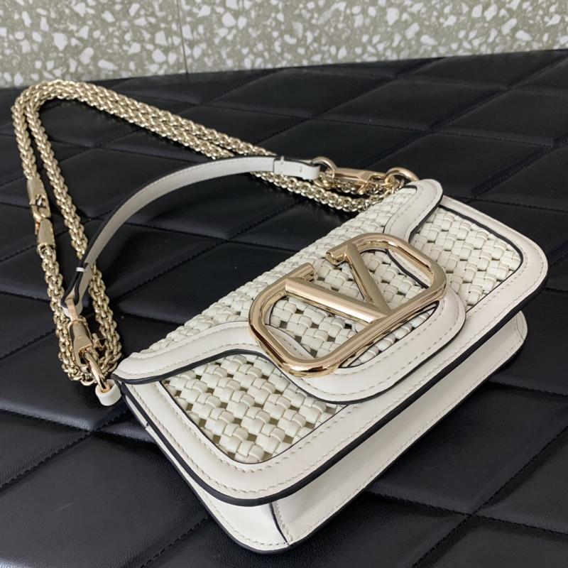 Valentino Small Loco Woven Leather Bag White V5041