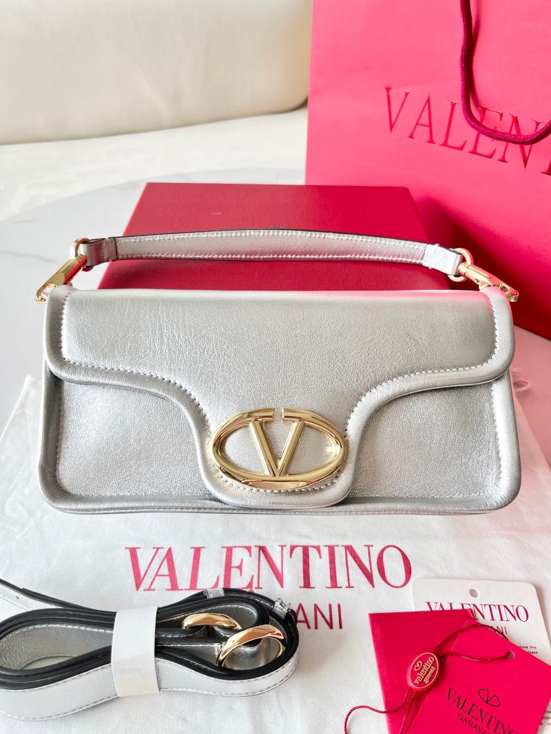 Valentino Vlogo 1960 Nappa Leather Medium Handbag Silver V22060