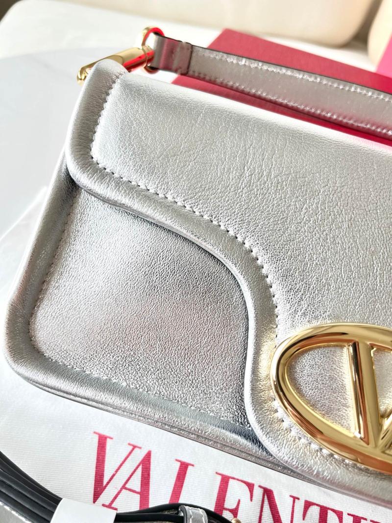 Valentino Vlogo 1960 Nappa Leather Medium Handbag Silver V22060