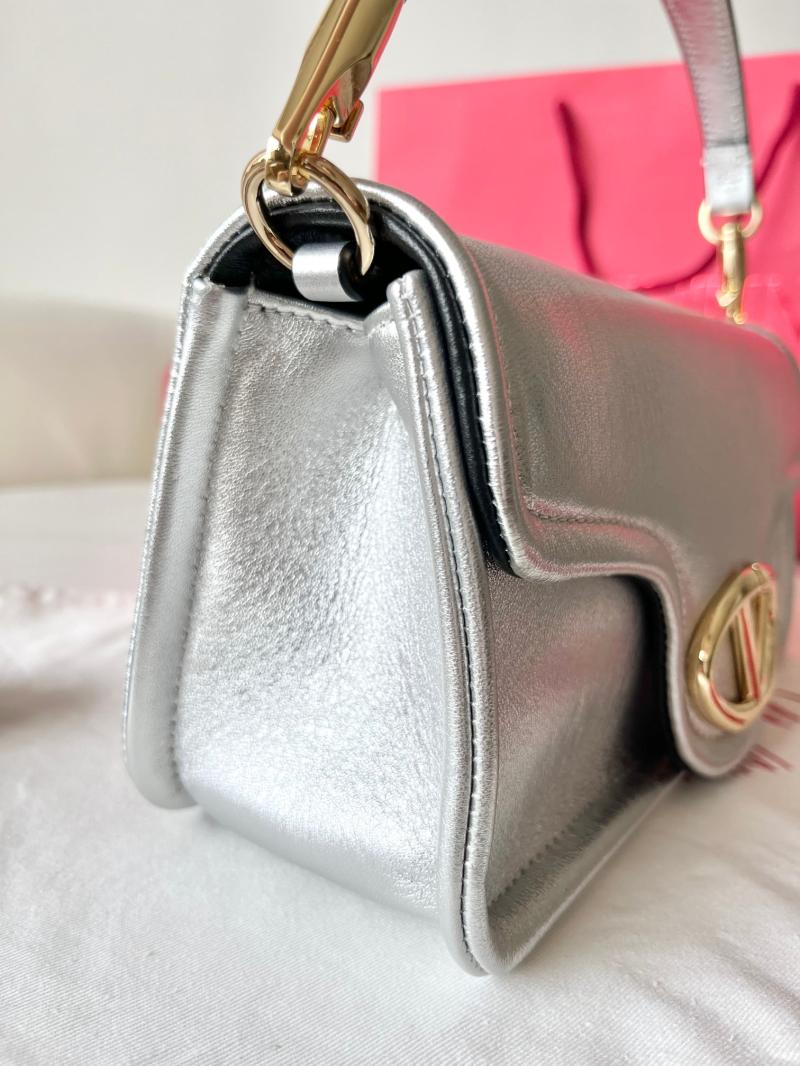 Valentino Vlogo 1960 Nappa Leather Medium Handbag Silver V22060