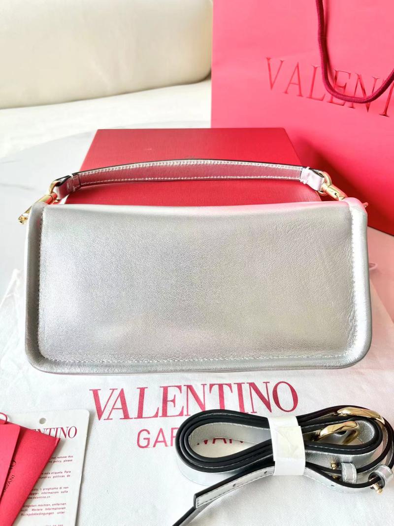 Valentino Vlogo 1960 Nappa Leather Medium Handbag Silver V22060
