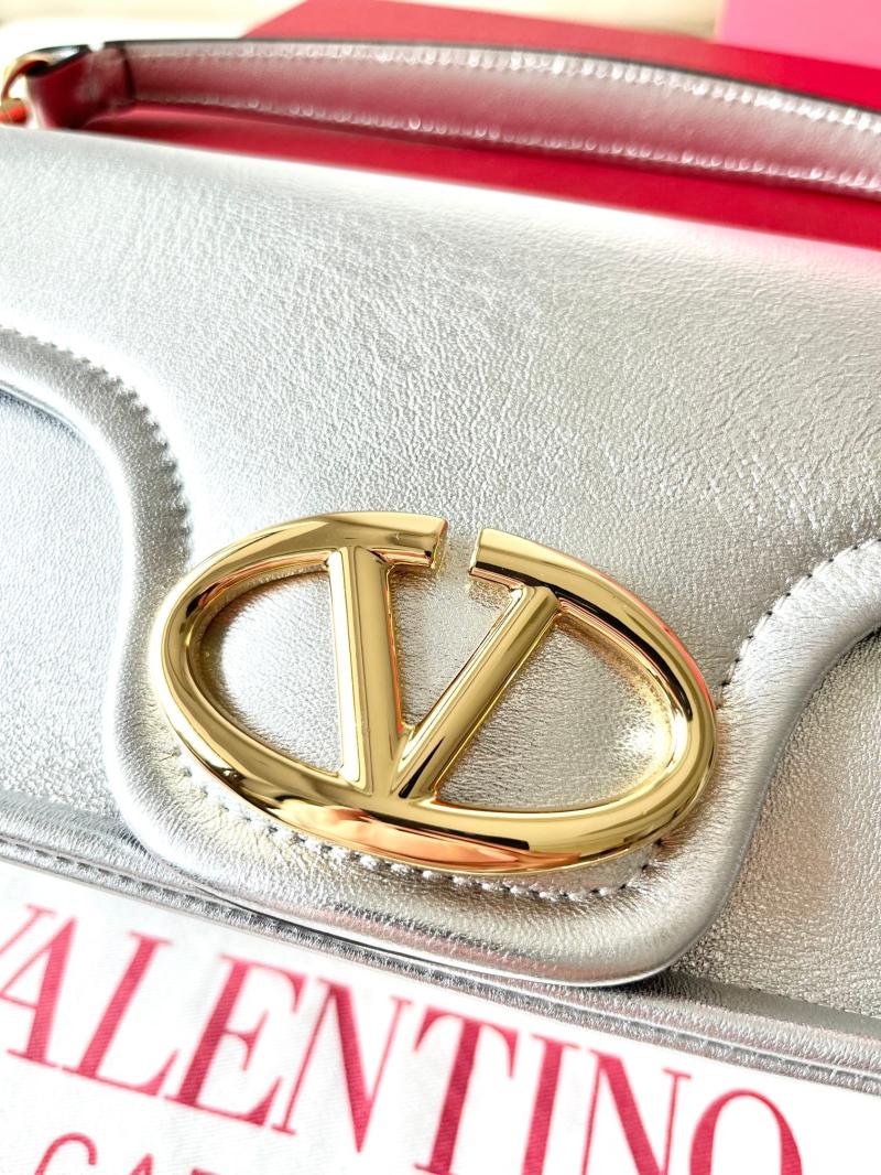 Valentino Vlogo 1960 Nappa Leather Medium Handbag Silver V22060
