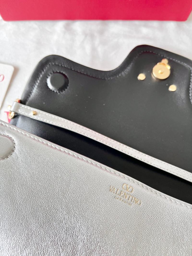 Valentino Vlogo 1960 Nappa Leather Medium Handbag Silver V22060