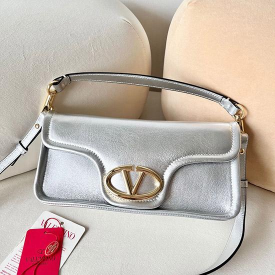 Valentino Vlogo 1960 Nappa Leather Medium Handbag Silver V22060