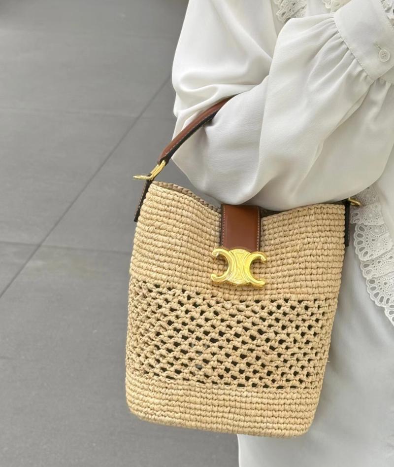 Celine Raffia Small Louise Bucket 119742