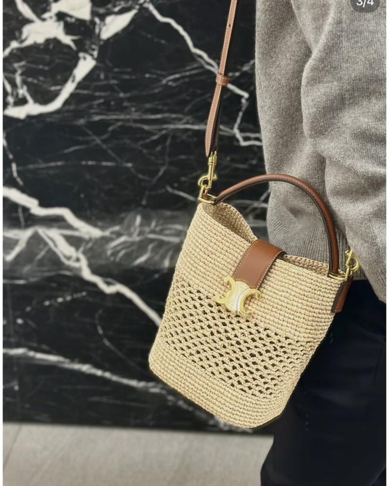 Celine Raffia Small Louise Bucket 119742