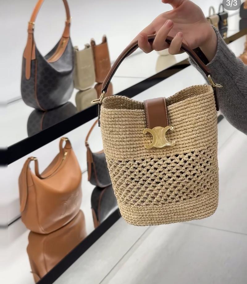 Celine Raffia Small Louise Bucket 119742