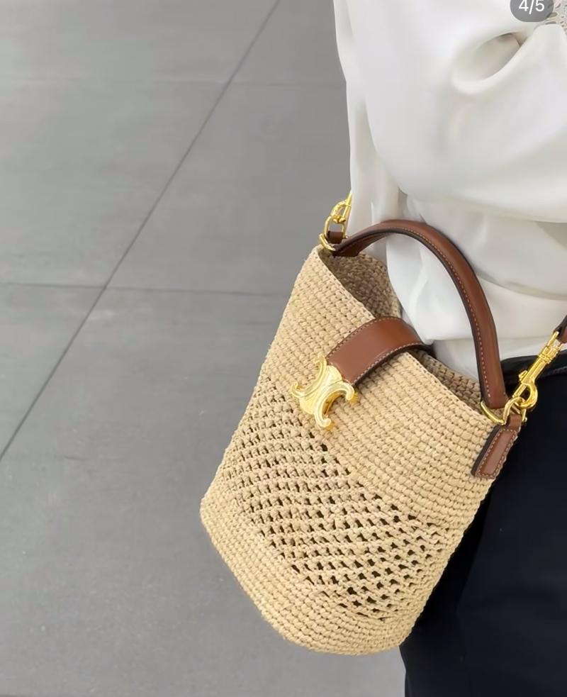 Celine Raffia Small Louise Bucket 119742