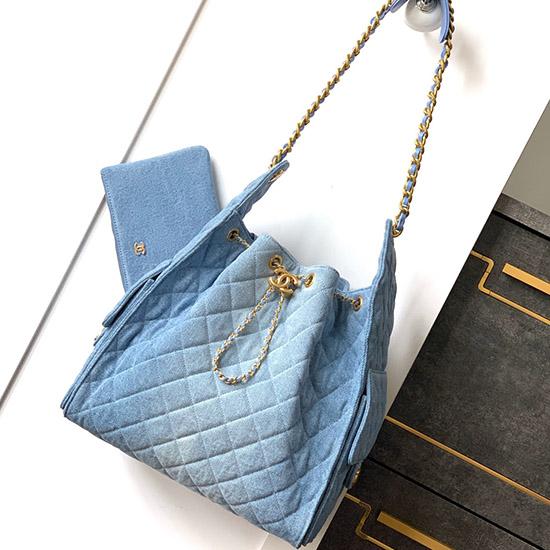 Chanel Denim 25 Medium Handbag Black AS5311