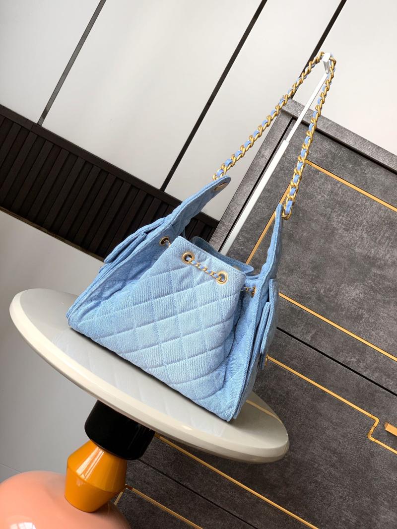 Chanel Denim 25 Small Handbag Blue AS5293