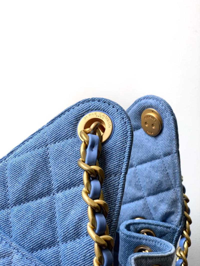 Chanel Denim 25 Small Handbag Blue AS5293