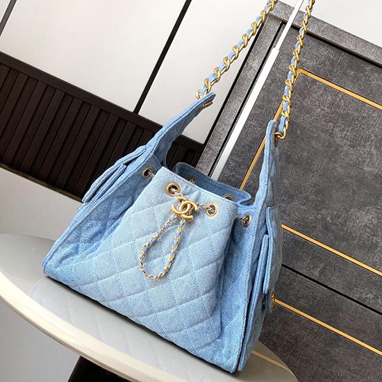 Chanel Denim 25 Small Handbag Blue AS5293