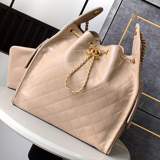 Chanel Grained Calfskin 25 Medium Handbag Beige AS5311