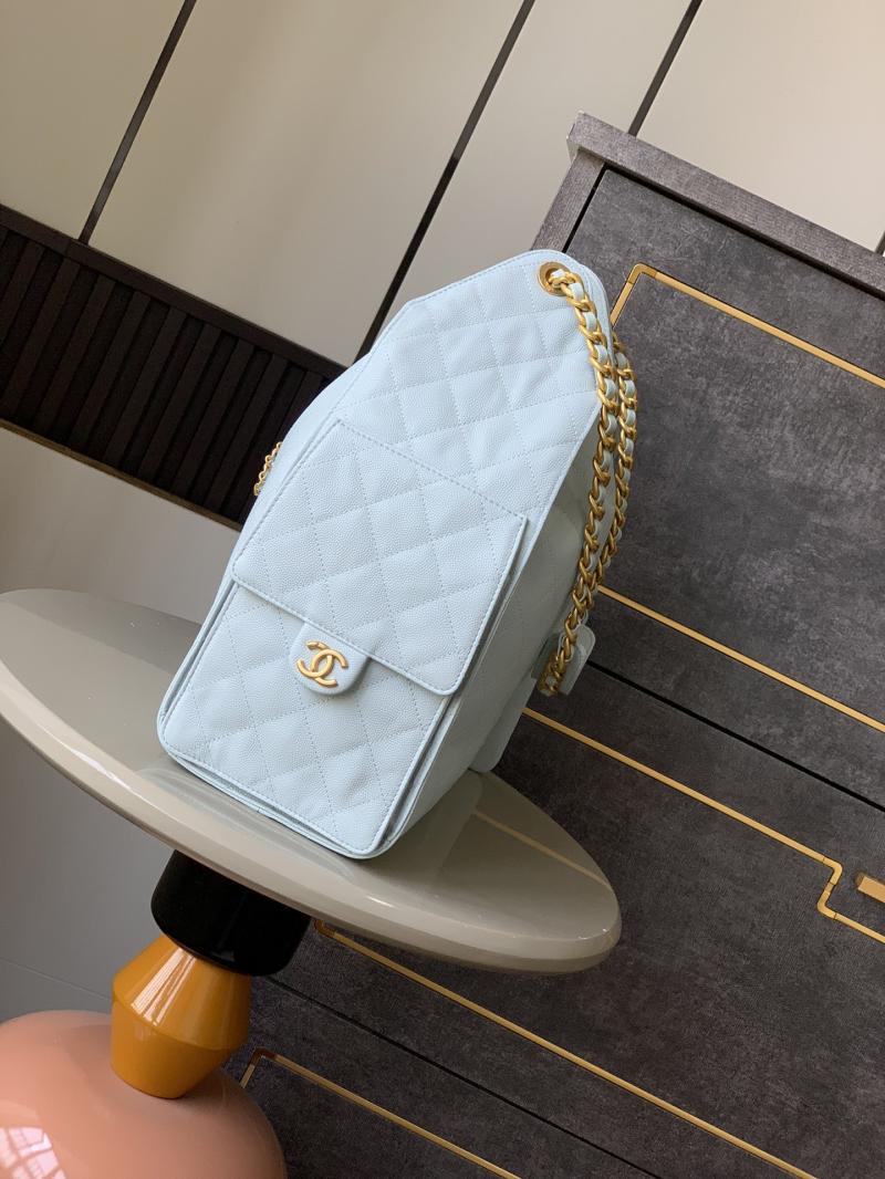 Chanel Grained Calfskin 25 Medium Handbag Blue AS5311