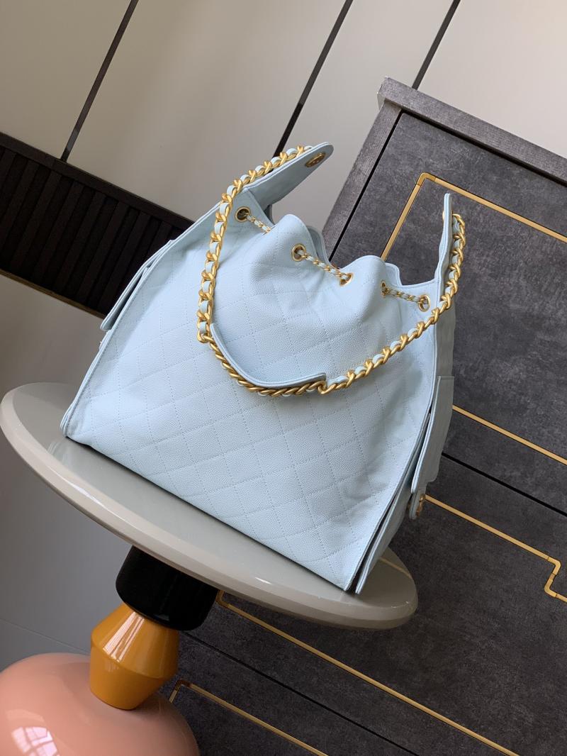 Chanel Grained Calfskin 25 Medium Handbag Blue AS5311