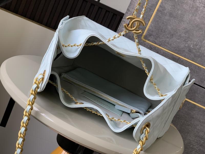 Chanel Grained Calfskin 25 Medium Handbag Blue AS5311