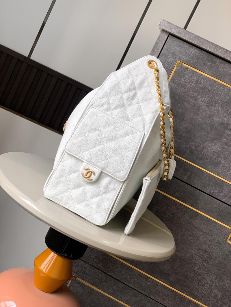 Chanel Grained Calfskin 25 Medium Handbag White AS5311