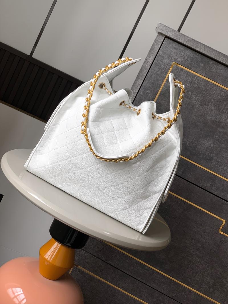 Chanel Grained Calfskin 25 Medium Handbag White AS5311