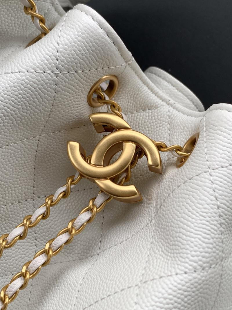 Chanel Grained Calfskin 25 Medium Handbag White AS5311