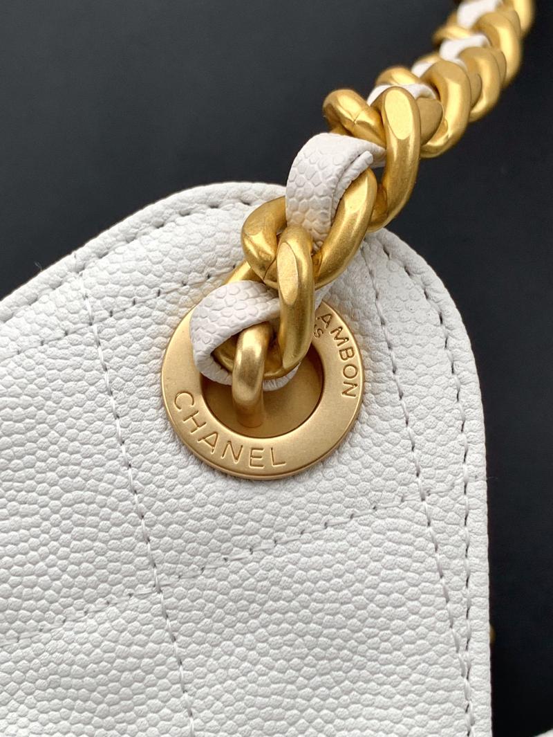 Chanel Grained Calfskin 25 Medium Handbag White AS5311