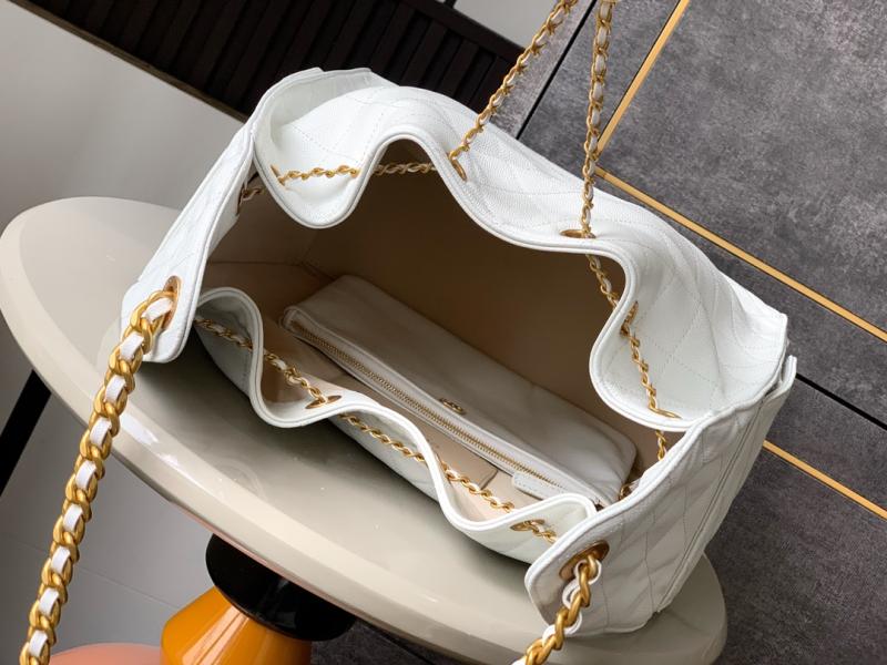Chanel Grained Calfskin 25 Medium Handbag White AS5311