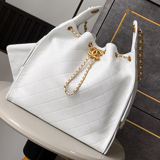Chanel Grained Calfskin 25 Medium Handbag White AS5311