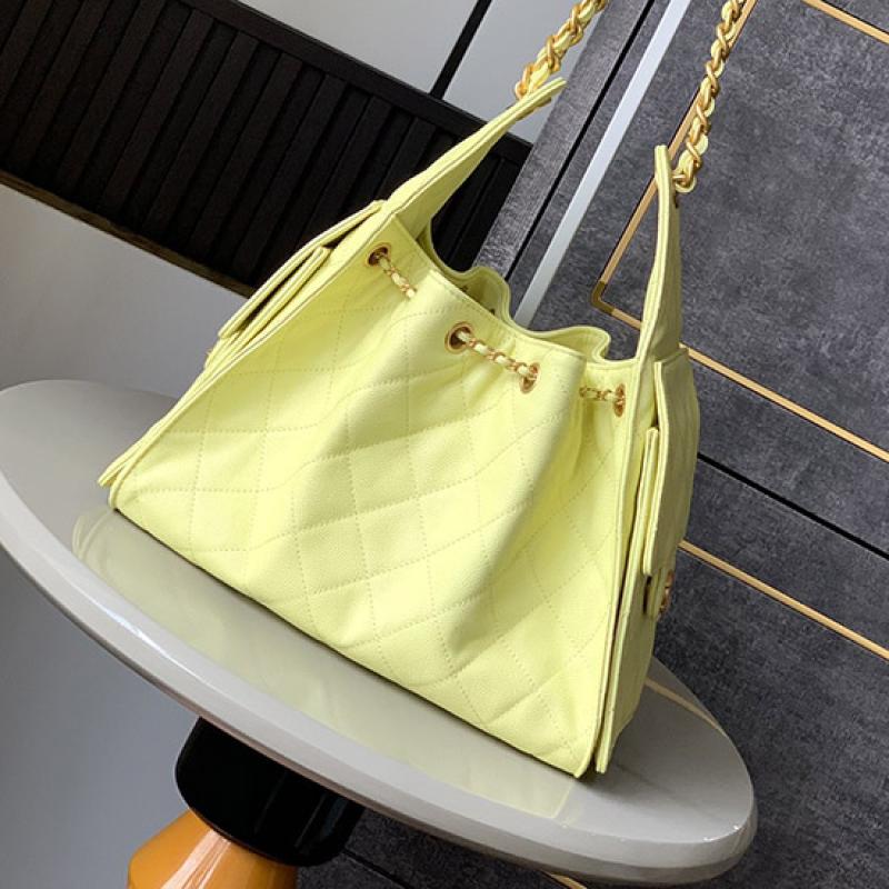 Chanel Grained Calfskin 25 Small Handbag Yellow AS5293