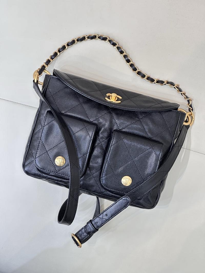 Chanel Hobo Handbag Black AS5384