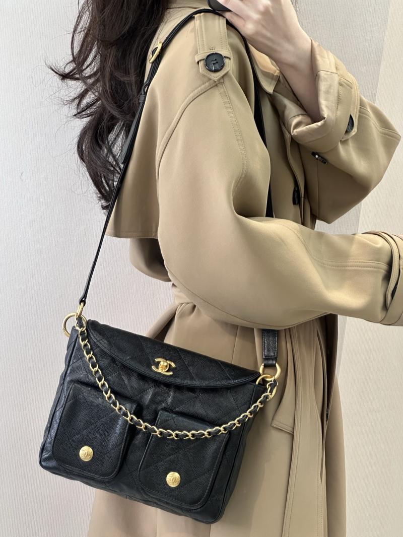 Chanel Hobo Handbag Black AS5384