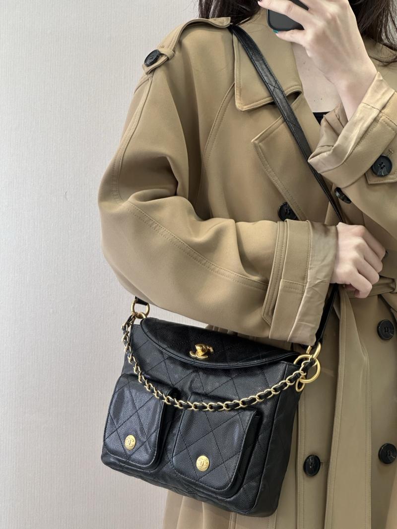 Chanel Hobo Handbag Black AS5384